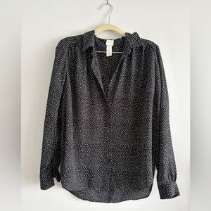 H&M Relaxed Dotted LS Blouse